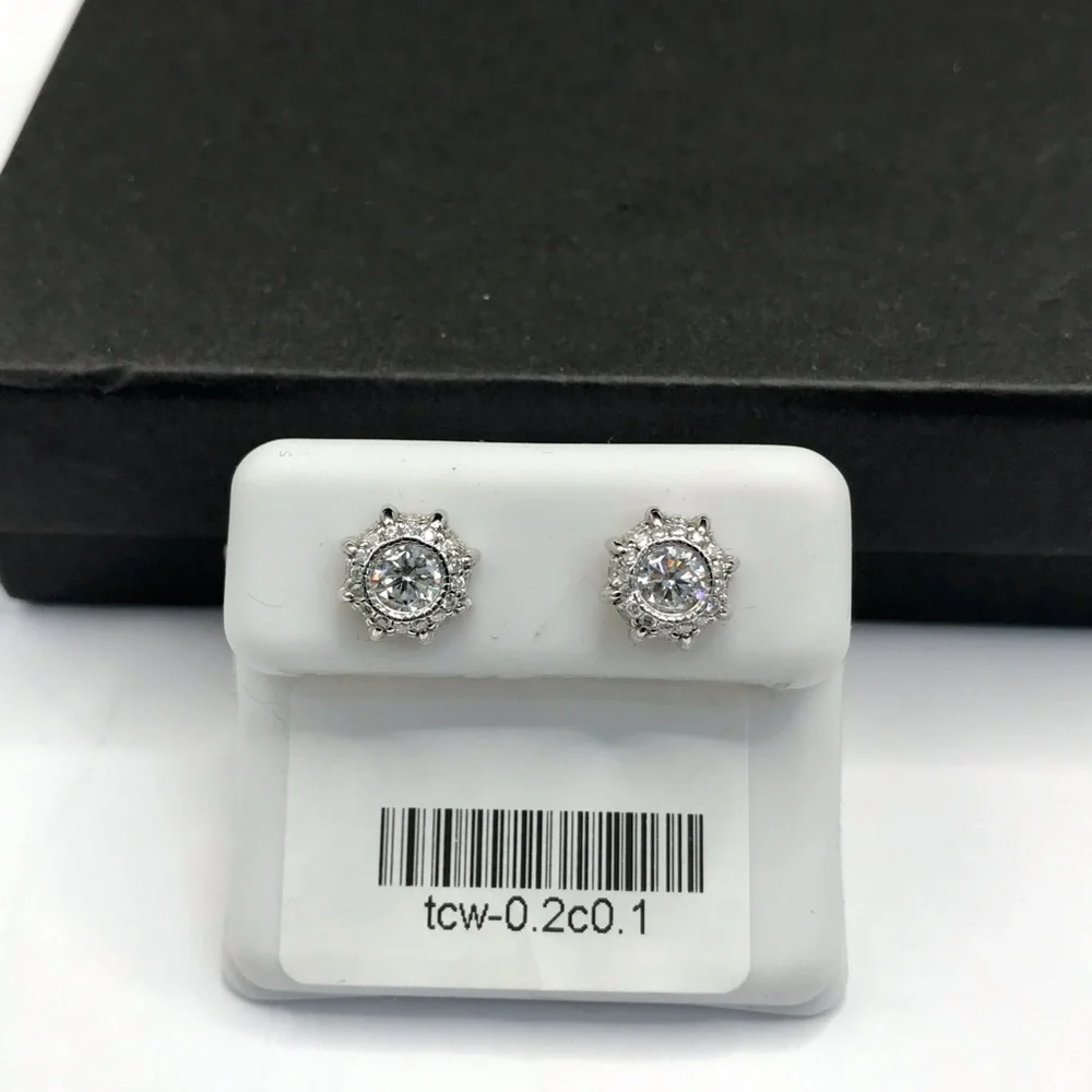 925 Sterling Silver 1.16CT MOISSANITE Halo Stud Screw Back Earrings
